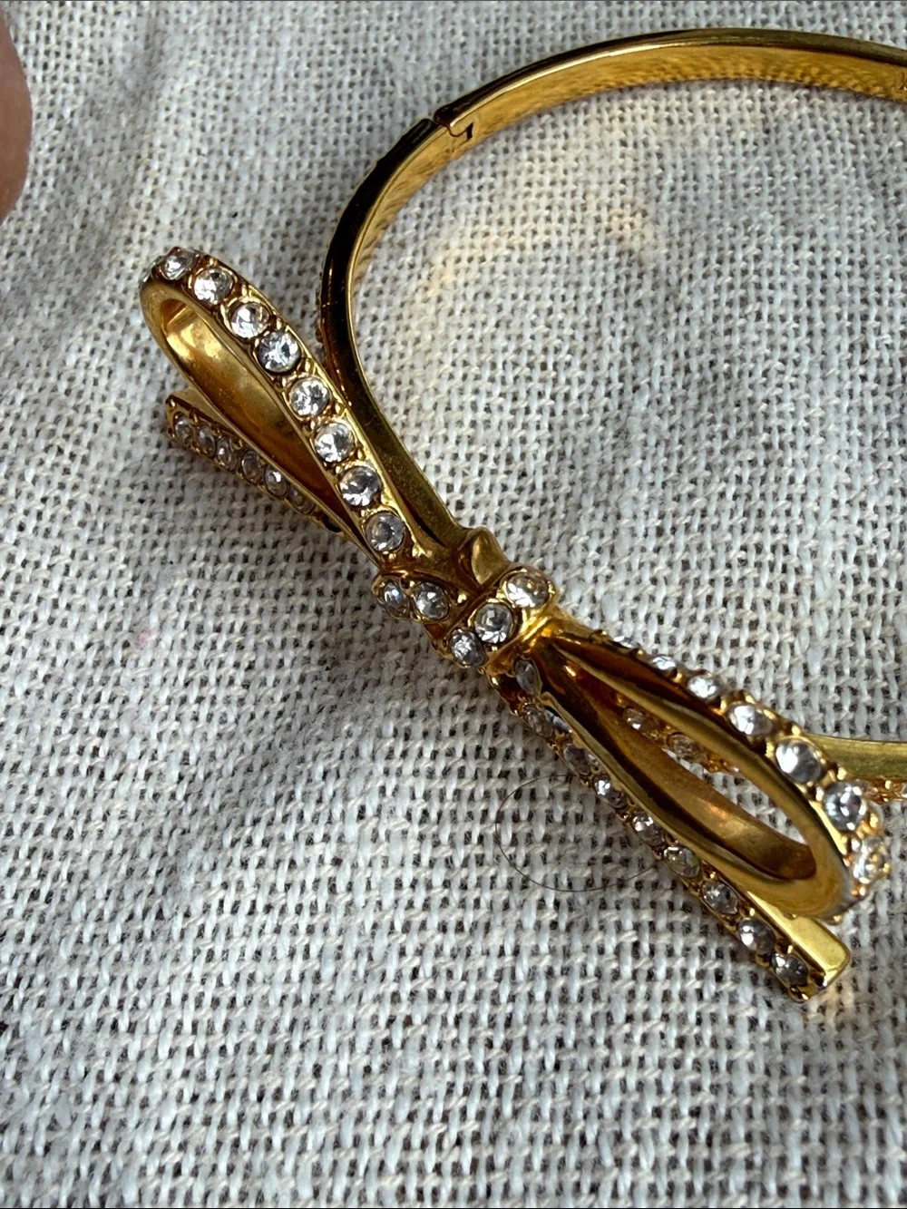 Kate Spade Gold Bow Crystal Hinged Bangle Bracelet